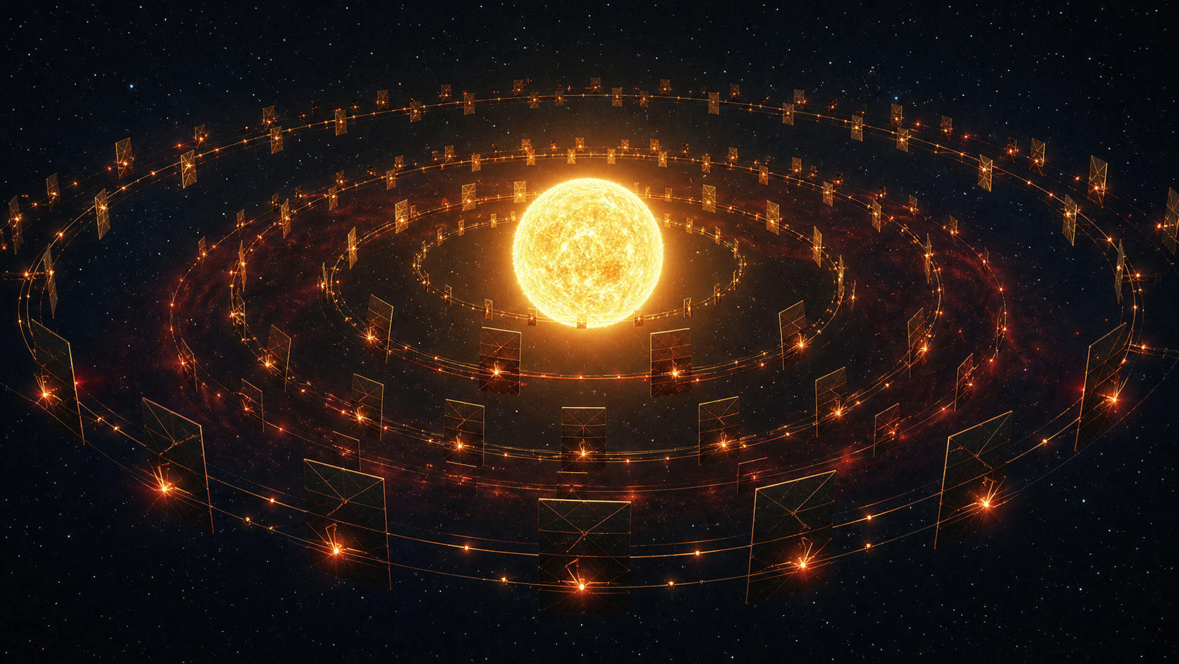 A star surrounded by a luminous swarm of energy collectors.