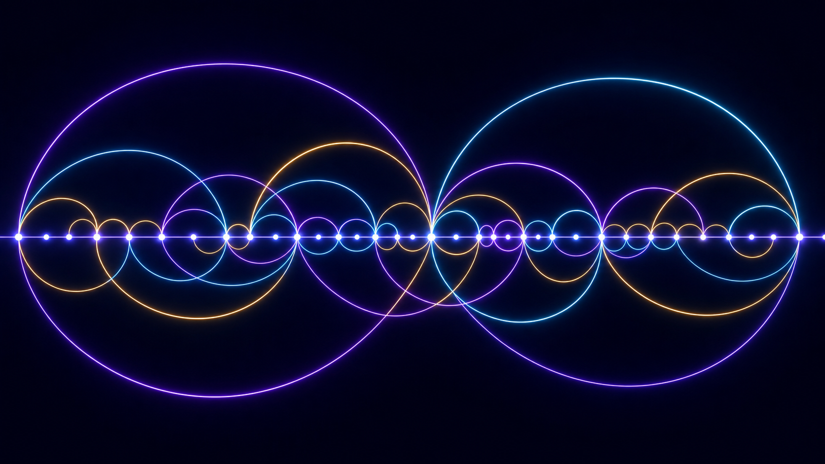 Interlocking arcs visualizing the Recamán sequence.